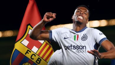برشلونة، دينزل دومفريس، انتقال دومفريس، ميركاتو برشلونة، إنتر ميلان، دوري أبطال أوروبا، سوق الانتقالات، أخبار برشلونة، نيكو ويليامز، خوان جارسيا، فابريزيو رومانو، روني باردجي